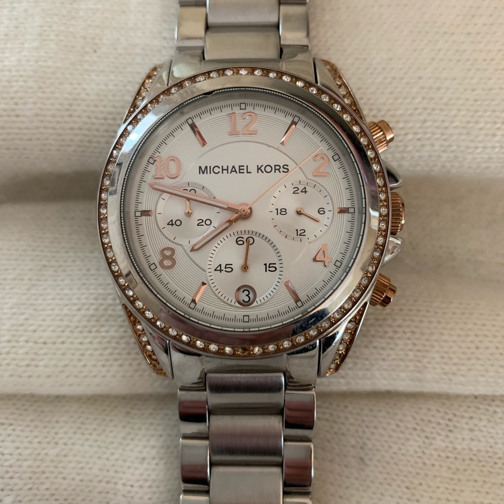 Michael Kors Blair Silver & Rose Gold Watch.